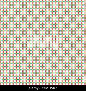 Floral Seamless Pattern sky blue yellow red green and pink in square form Stock Vector