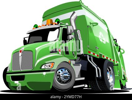 Cartoon Garbage Truck isolated on white background. Available EPS-10 vector format separated by groups and layers for easy edit Stock Vector