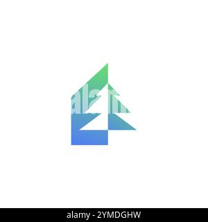pine tree house logo vector icon. pine design with home Stock Vector