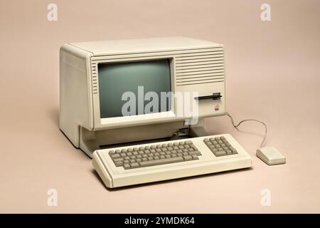 Pavia, Lombardy, Italy - October 12, 2024: Apple LISA, legendary Apple computer forerunner of the Macintosh from 1983 at Ctrl+Alt Museum, first Apple Stock Photo