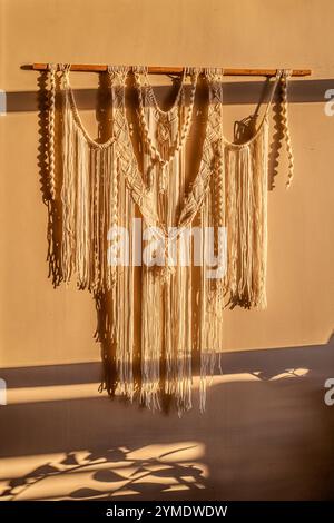 Macrame curtains in the evening light Agadir Beach Souss-Massa Marocco Stock Photo