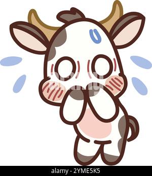 Cute chibi cow laughing in a kawaii style Stock Vector