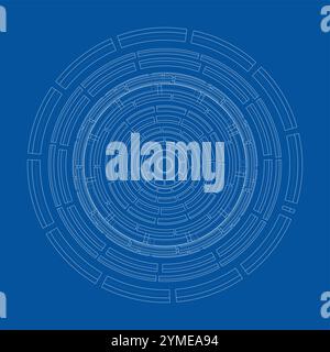 3D circular pattern. Style wireframe model Stock Vector