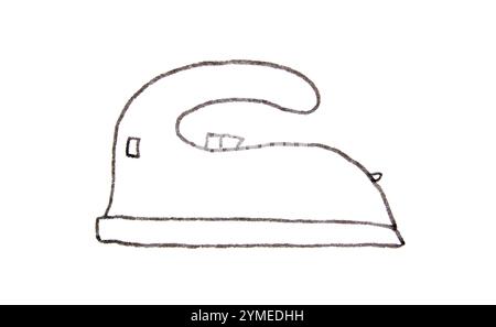 Hand-drawn black and white sketch of a stapler with minimalist design on white background. Stock Photo