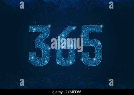 Abstract isolated blue image of 365 Logo. Polygonal low poly wireframe ...
