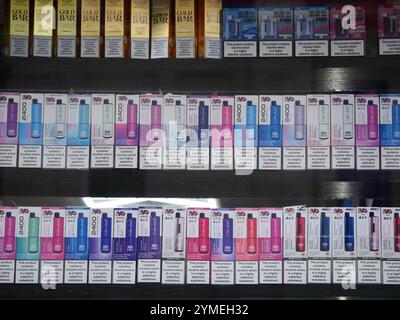 Display of disposable vape products in a shop in Camden, London Stock Photo  - Alamy