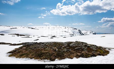 Landscapes taken on the hiking track between Mo, Skavlabu and Dyrkonbotn (27 km track). Spring time. Stock Photo