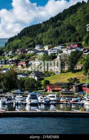 Landscapes of Sognefjord by boat tour and from Mt. Prest view point, Norway. Stock Photo