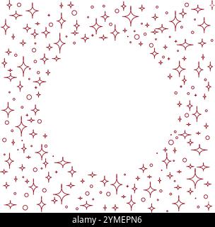 Round circle frame with shiny sparcles and stars. Template with space for text. Vector graphic illustration isolated on transparent background Stock Vector