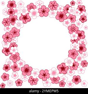 Abstract art background vector. Pink flower, Organic shapes, graphic Vector circle frame background for banner, poster, Web and packaging. Stock Vector