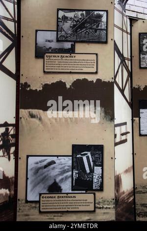 Lincoln Beachey and George Stathakis sign at Daredevil Alley in Queen Street District, Niagara Falls, Ontario, Canada Stock Photo