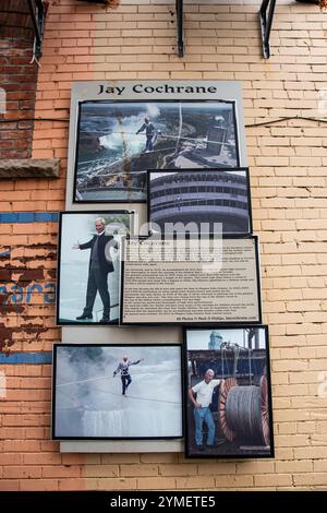 Jay Cochrane Prince of the Air sign at Daredevil Alley in Queen Street District, Niagara Falls, Ontario, Canada Stock Photo