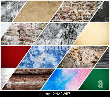 collage of different textural backgrounds Stock Photo