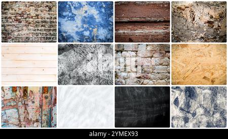 collage of different textural backgrounds Stock Photo