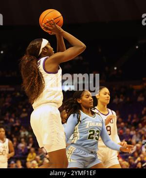 Baton Rouge, United States. 20th Nov, 2024. LSU Lady Tigers guard Flau'Jae Johnson (4) shoots a jumper during a women's basketball game at the Pete Maravich Assembly Center on Wednesday, November 20, 2024 in Baton Rouge, Louisiana. (Photo by Peter G. Forest/SipaUSA) Credit: Sipa USA/Alamy Live News Stock Photo