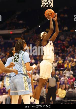 Baton Rouge, United States. 20th Nov, 2024. LSU Lady Tigers guard Flau'Jae Johnson (4) shoots a layup during a women's basketball game at the Pete Maravich Assembly Center on Wednesday, November 20, 2024 in Baton Rouge, Louisiana. (Photo by Peter G. Forest/SipaUSA) Credit: Sipa USA/Alamy Live News Stock Photo