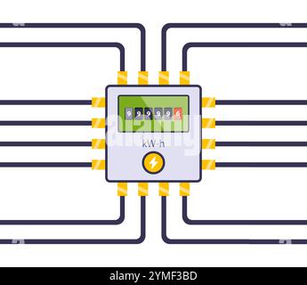 electrical wiring diagram. confusing electricity meter diagram. Stock Vector