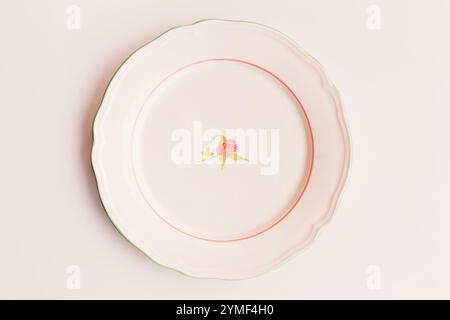Closeup of porcelain plate from above Stock Photo