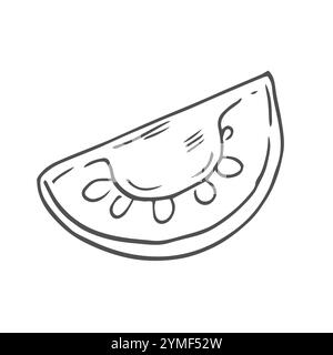 Hand drawn tomato set. Tomatoes, slices, halves, cherry tomatoes and bunch isolated on white background. Outline ink slyle sketch. Vector coloring ill Stock Vector
