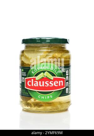 IRVINE, CALIFORNIA - 19 NOV 2024: A jar of Claussen Kosher Dill Chips. Stock Photo