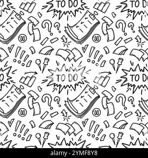 Doodle office seamless patter. Business hand drawn sketch background. Vector illustration. Planning and making strategy concept Stock Vector