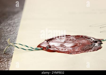 notarial wax seal on old document Stock Photo