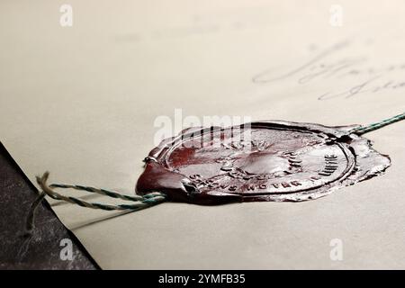 notarial wax seal on old document Stock Photo