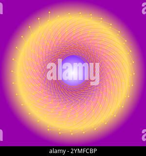 Abstract background with sky blue pink yellow colors and dotted lines pattern overlapping Stock Vector