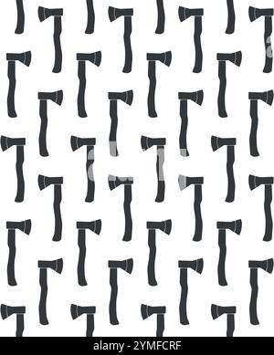 Vector seamless pattern of hand drawn sketch doodle axe isolated on white background Stock Vector