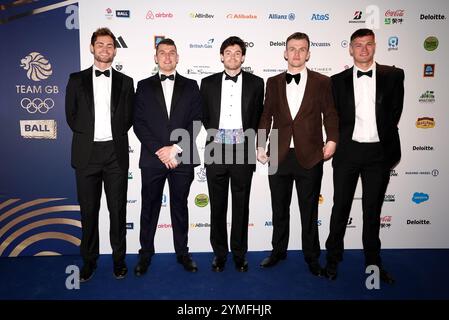 David Ambler, Oliver Wilkes, Freddie Davidson, Thomas Digby arriving for the Team GB Ball at The Roundhouse, London. Picture date: Picture date: Thursday November 21, 2024. Stock Photo