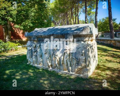 The ruins of Aphrodisias Ancient city (Afrodisias) in Turkey. The old city was named after Aphrodite, the Greek goddess of love. Stock Photo