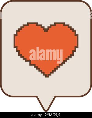 speech bubble with heart pixelated Stock Vector