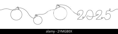 One line Decorative balls icon vector background. Christmas balls icon. Continuous outline of a Christmas balls. Stock Vector