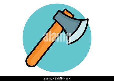 Axe icon. colored outline icon style. icon related to gardening. gardening tools elements vector illustration Stock Vector