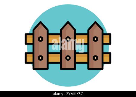 Fence icon. colored outline icon style. icon related to gardening. gardening tools elements vector illustration Stock Vector