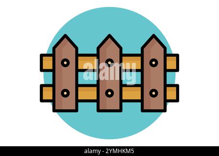 Fence icon. colored outline icon style. icon related to gardening. gardening tools elements vector illustration Stock Vector