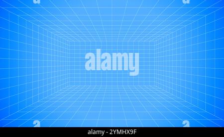 abstract 3d perspective room grid line pattern background design vector Stock Vector