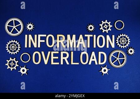 Cool Overload Lettering Background Information Overload alphabet letters with gears element on navy blue ...