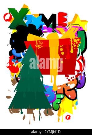 Gift. Graffiti tag. Abstract modern street art decoration performed in ...