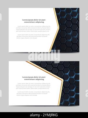 Black and gold hexagonal technology abstract background with honeycombs ...
