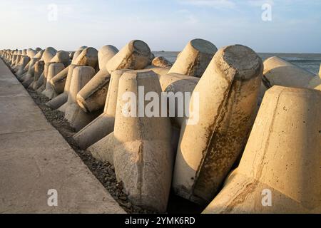Loc An Stone Embankment - Loc An beach, in Loc An commune, Dat Do district, about 50 km from Vung Tau city center, Vietnam - 2024 Stock Photo