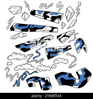 Doodle graphics black hand drawn lines. Hand drawn illustration line art doodle style. Stock Vector