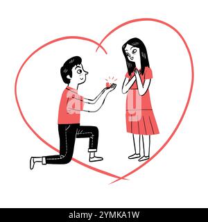 Silhouette of a romantic couple in love, holding hands, wearing wedding dress and suit, vector illustration for Valentine's Day card Stock Vector