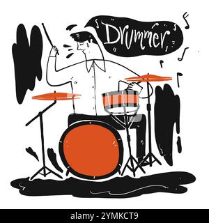A man playing music. Collection of hand drawn, Vector illustration in sketch doodle style. Stock Vector