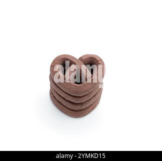 Heart  shaped Danish butter cookies isolated on white background Stock Photo