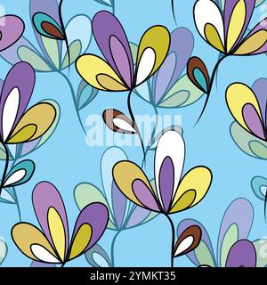 Seamless floral pattern based on traditional folk art ornaments. Colorful flowers on light background. Scandinavian style. Sweden nordic style. Vector Stock Vector