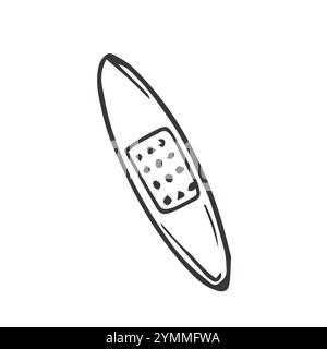 Adhesive plaster hand drawn outline doodle icon. Adhesive bandage as medical first aid concept vector sketch illustration Stock Vector