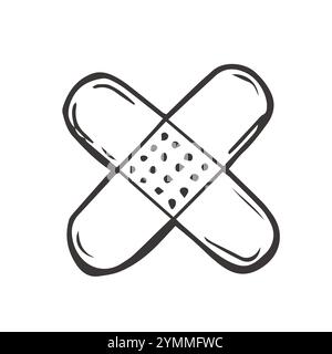 Adhesive plaster hand drawn outline doodle icon. Adhesive bandage as medical first aid concept vector sketch illustration Stock Vector
