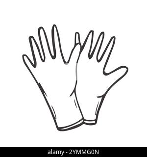 Latex surgical gloves.medical protective gloves isolated on a white background. vector illustration in the Doodle style. Stock Vector