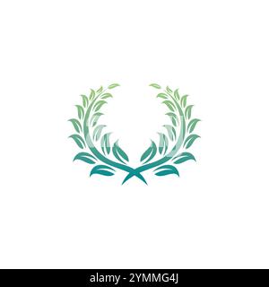 laurel with leaves logo design. Emblem made of laurel branches Stock Vector